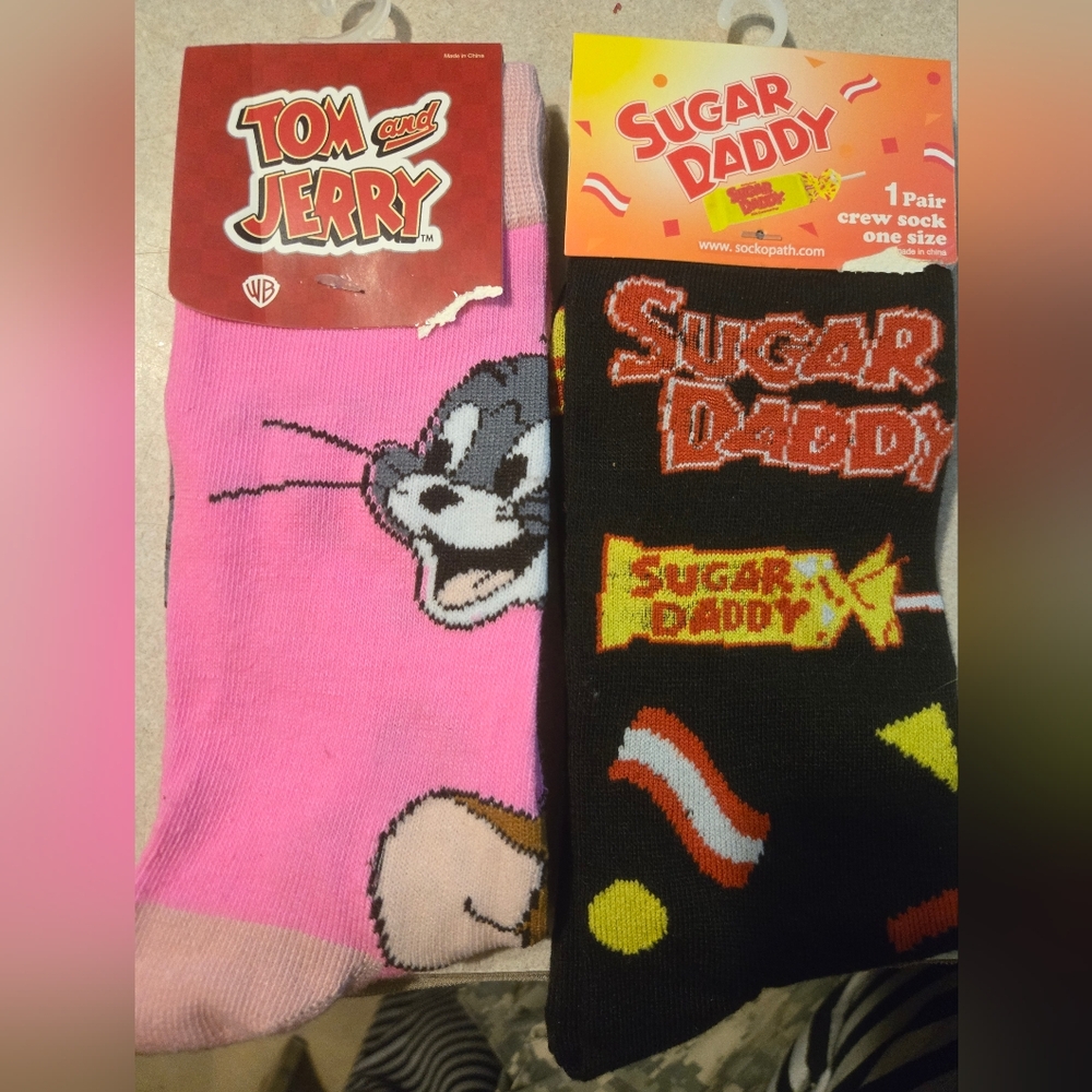 Tom & Jerry and Sugar Daddy Socks - Black and Pink
